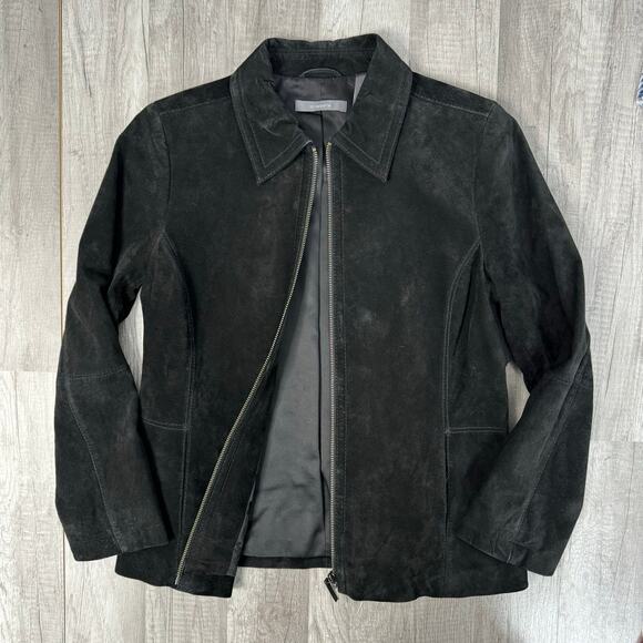 Y2K Suede Black Zip Blazer Jacket Size Medium - Picture 5 of 8
